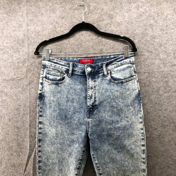 Guess Denim Skinny Jean Womens 30 Acid Wash High Rise Logo Butt Stretch - Picture 3 of 12